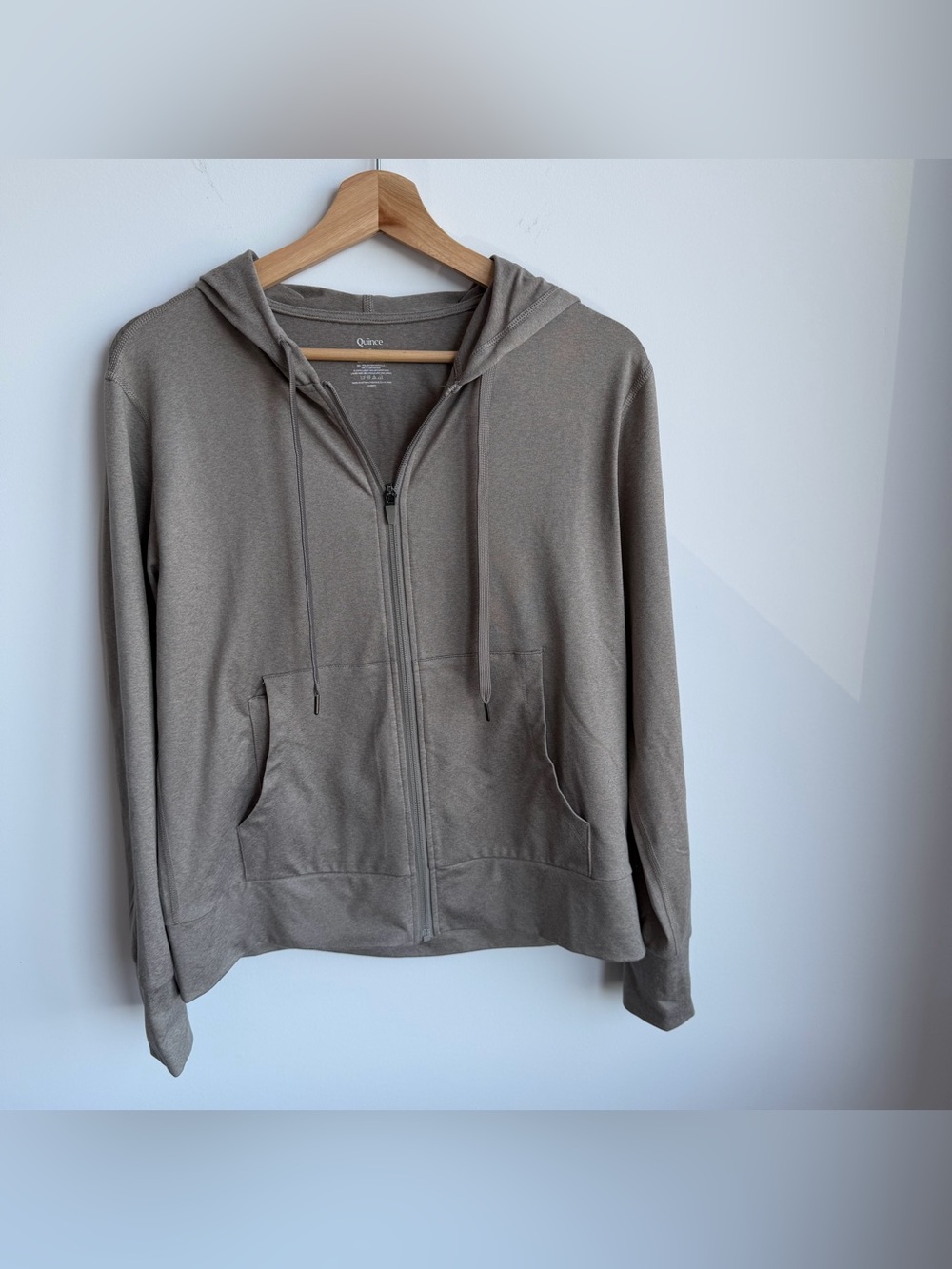 Quince Flowknit Full Zip Hoodie Women’s Medium Heather Morel Grey EUC